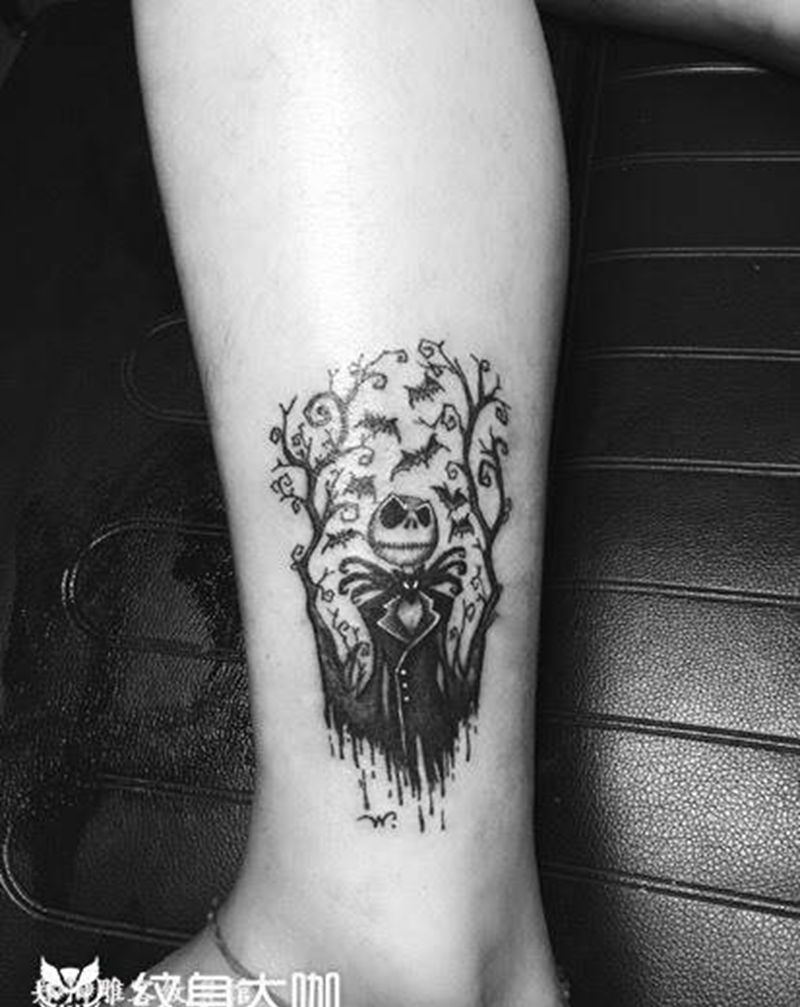 杰克纹身图片_成品腿部传统人物郑州培训纹身图案