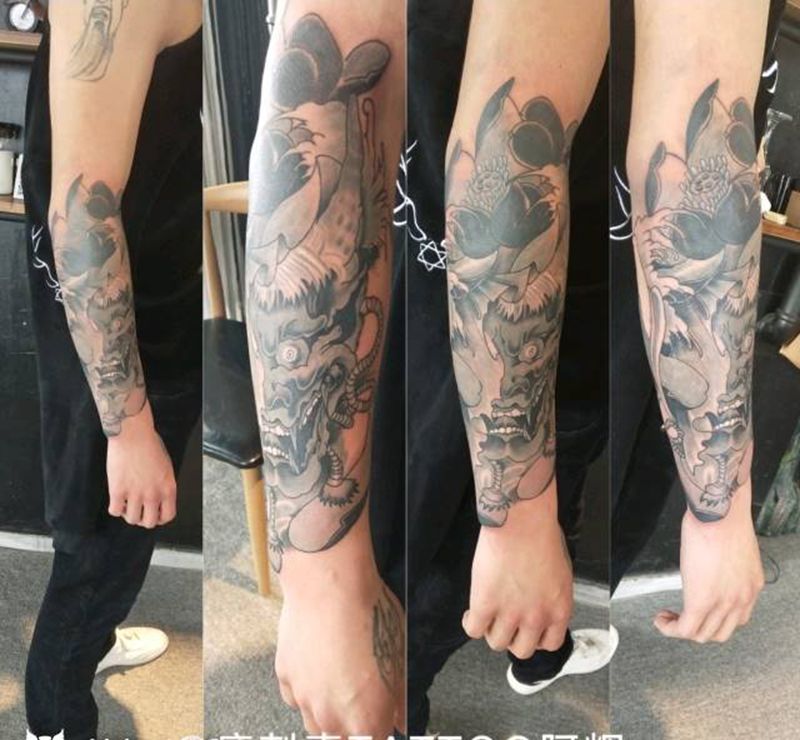 般若纹身图片_手臂传统鬼神成品纹身图案