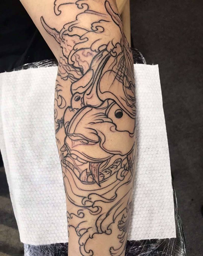 般若初步线条纹身图片