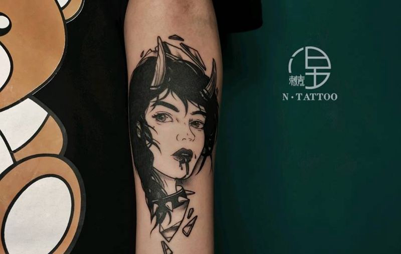 暗黑系纹身图片_手臂New School纹身图案