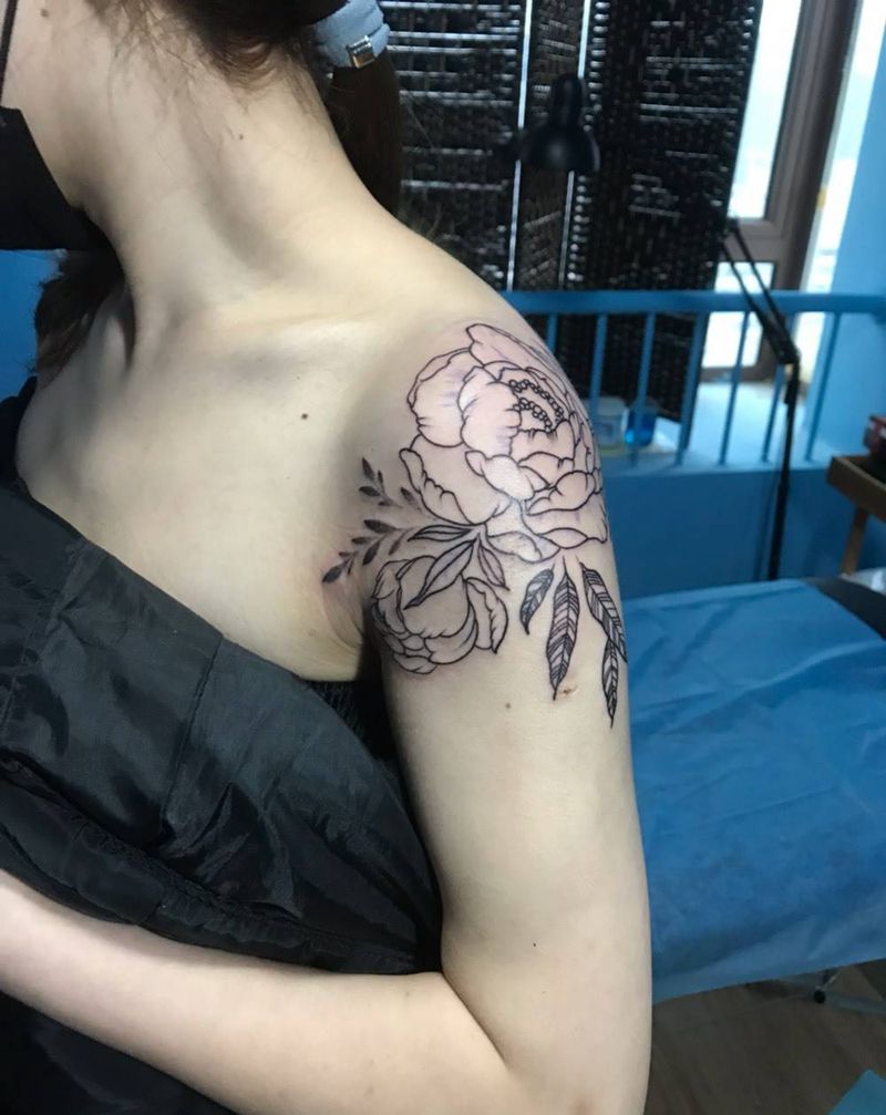 素花未完纹身图片