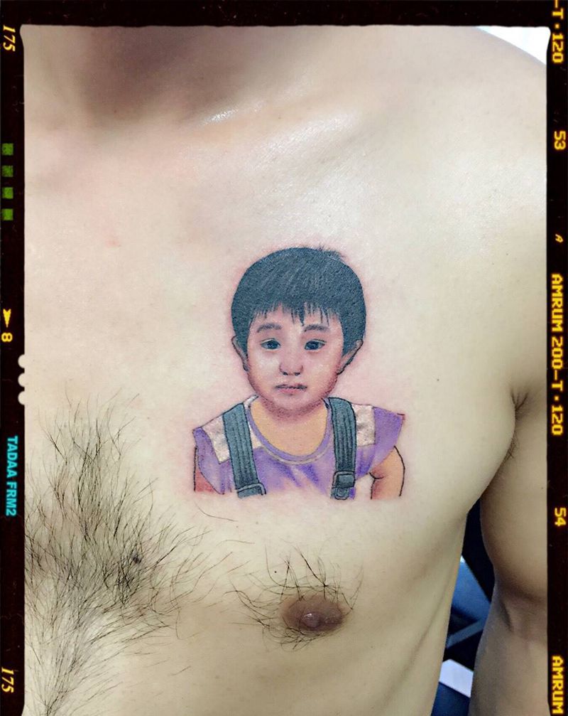 彩色人像纹身图片_成品手臂肖像人物郑州纹身图案