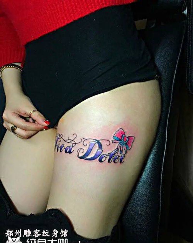 字母纹身图片_成品腿部传统字符郑州纹身图案