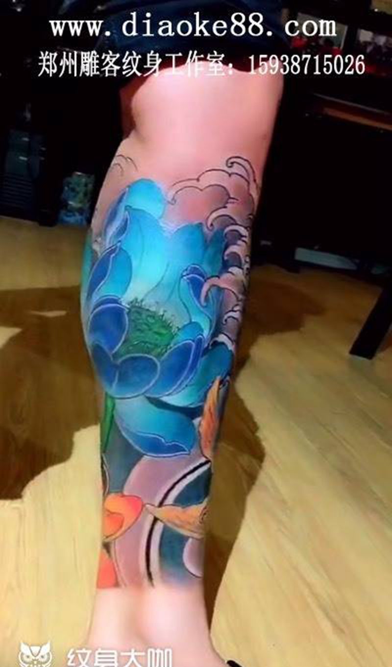 花腿纹身图片_成品腿部传统动物郑州人体穿孔纹身图案