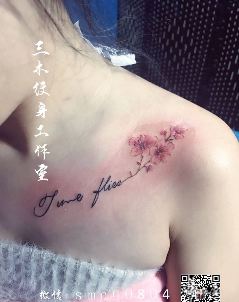 字母，花，三木作品纹身图片