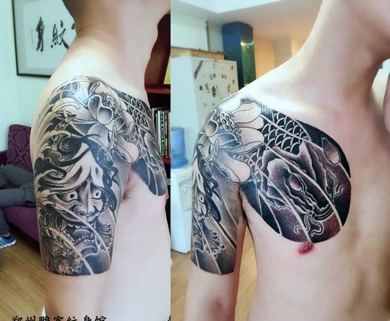 半甲鱼和班若纹身图片