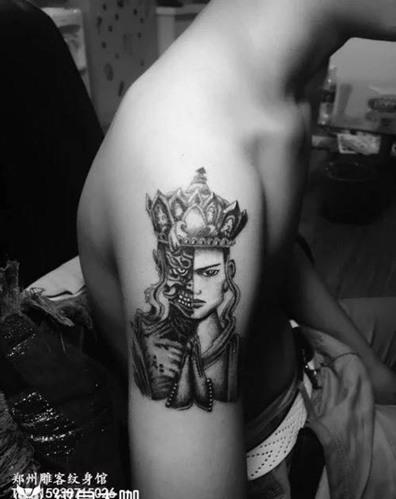 人魔纹身图片_成品手臂欧美人物郑州培训纹身图案