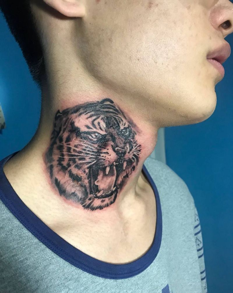 遮盖虎头纹身图片