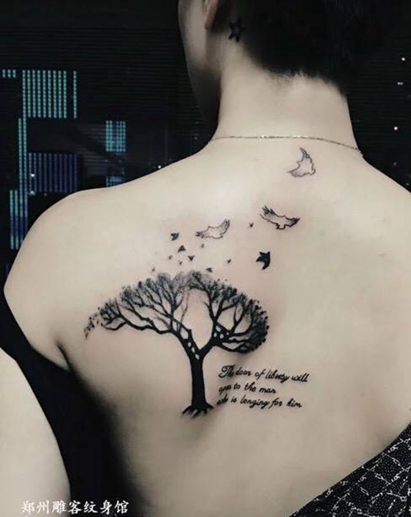 生命树2纹身图片_成品背部欧美植物郑州培训纹身图案