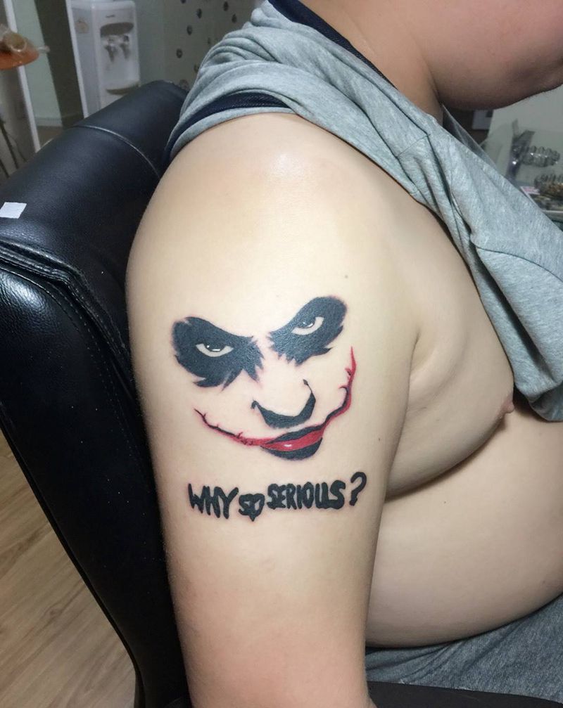 小丑作品！纹身图片_成品手臂传统人物郑州纹身图案