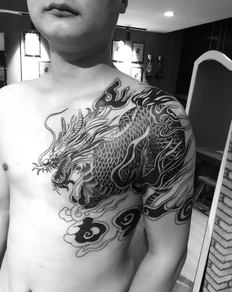 麒麟纹身图片_成品手臂传统动物郑州培训纹身图案