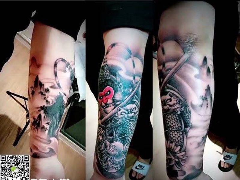 包小臂纹身图片_手臂欧美写实纹身图案