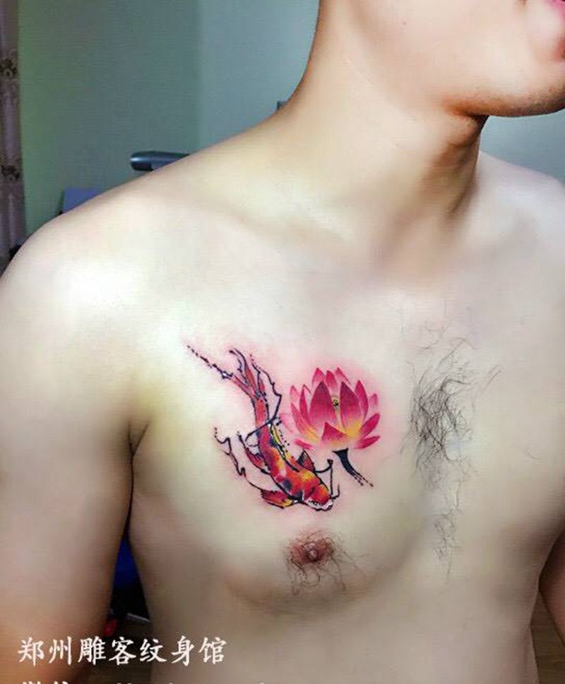 鱼纹身纹身图片_成品胸部欧美动物郑州植物纹身图案