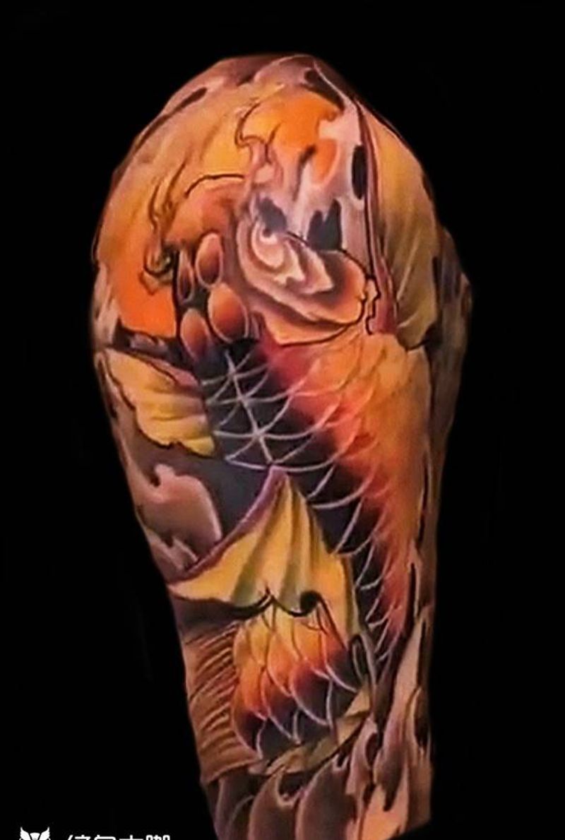 彩色遮盖纹身图片_肩部纹身图案