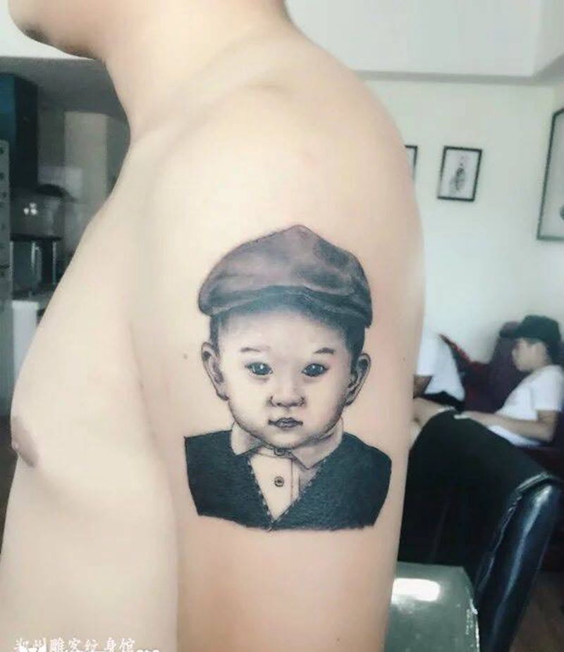 人物肖像纹身图片_成品手臂肖像人物郑州培训纹身图案