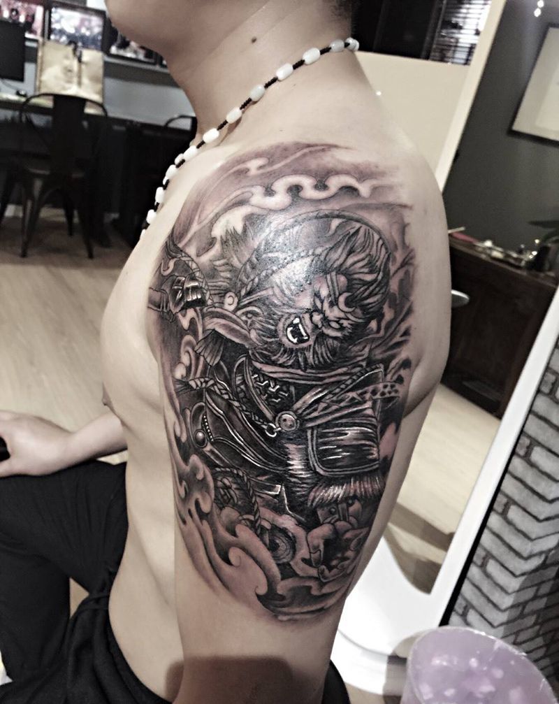 悟空纹身图片_成品手臂传统人物郑州培训纹身图案