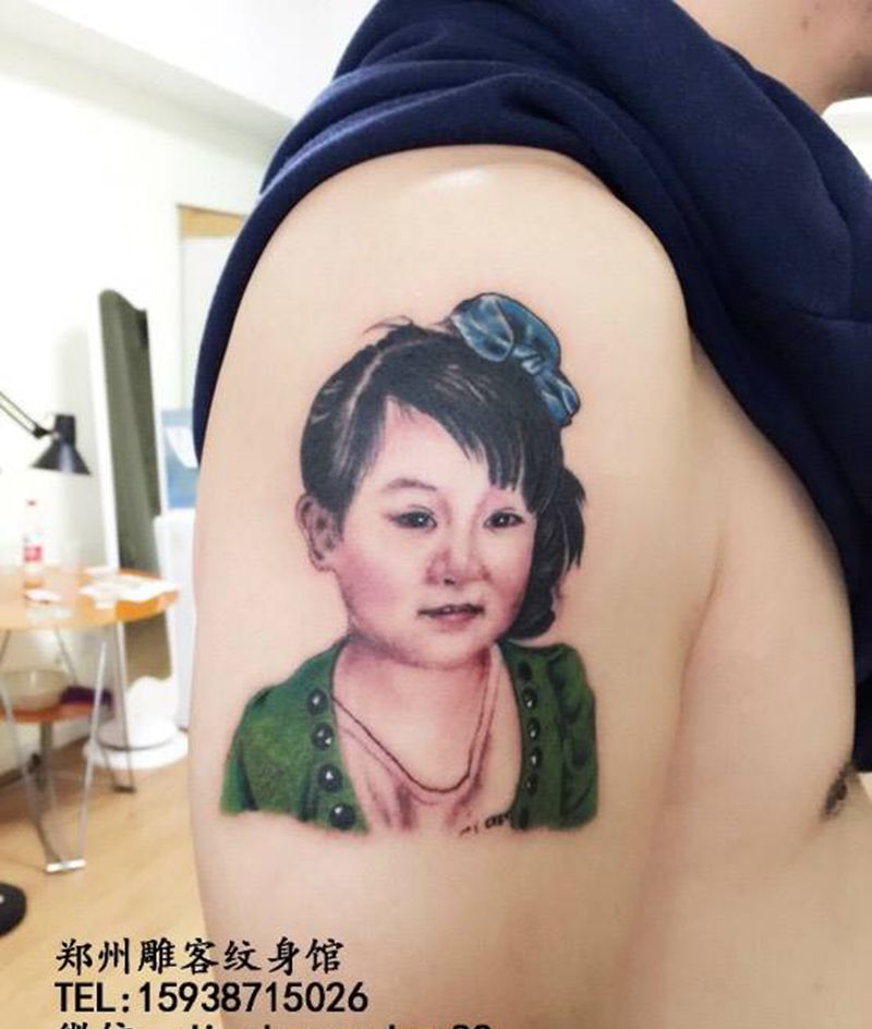人物肖像纹身图片_成品手臂胸部背部欧美人物郑州纹身图案