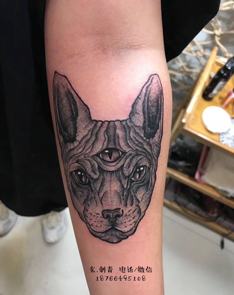 猫头纹身图片