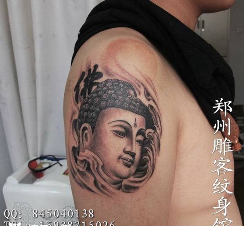 佛像纹身图片_成品手臂传统人物郑州纹身图案