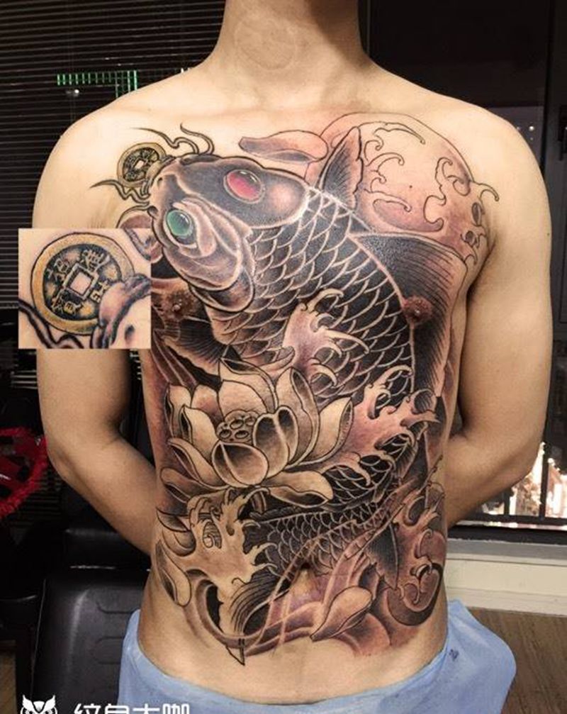 招财鱼纹身图片