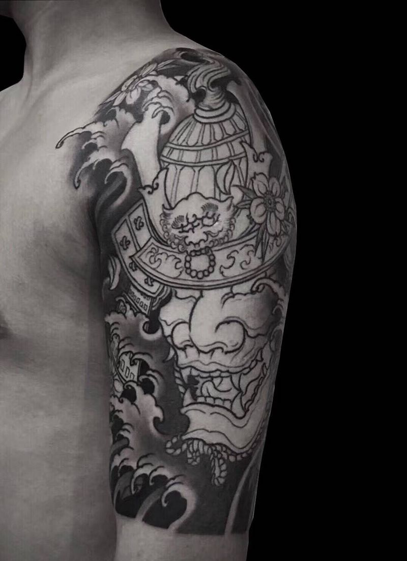 鬼武士纹身图片