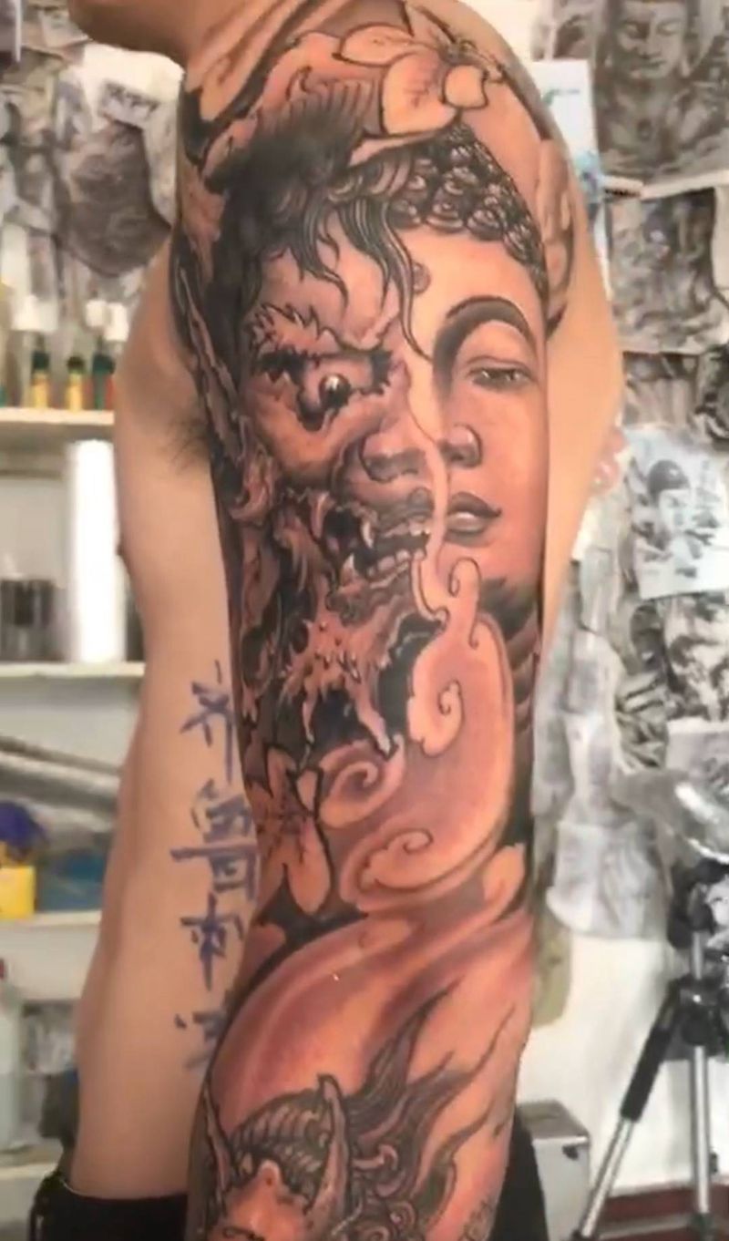 佛魔纹身图片