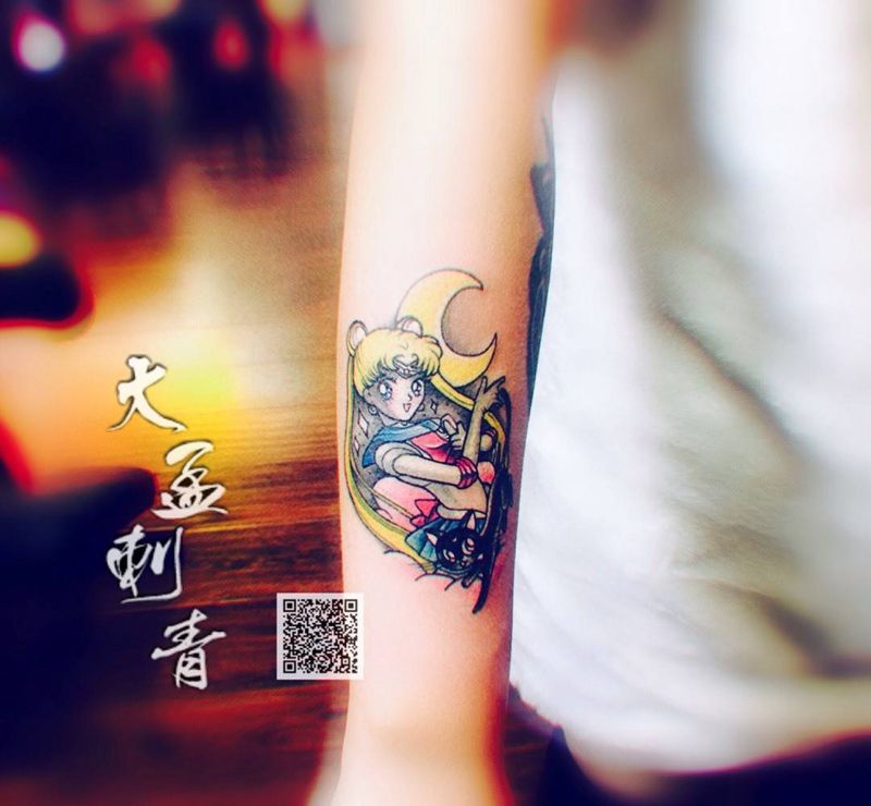 美少女纹身图片_手臂纹身图案