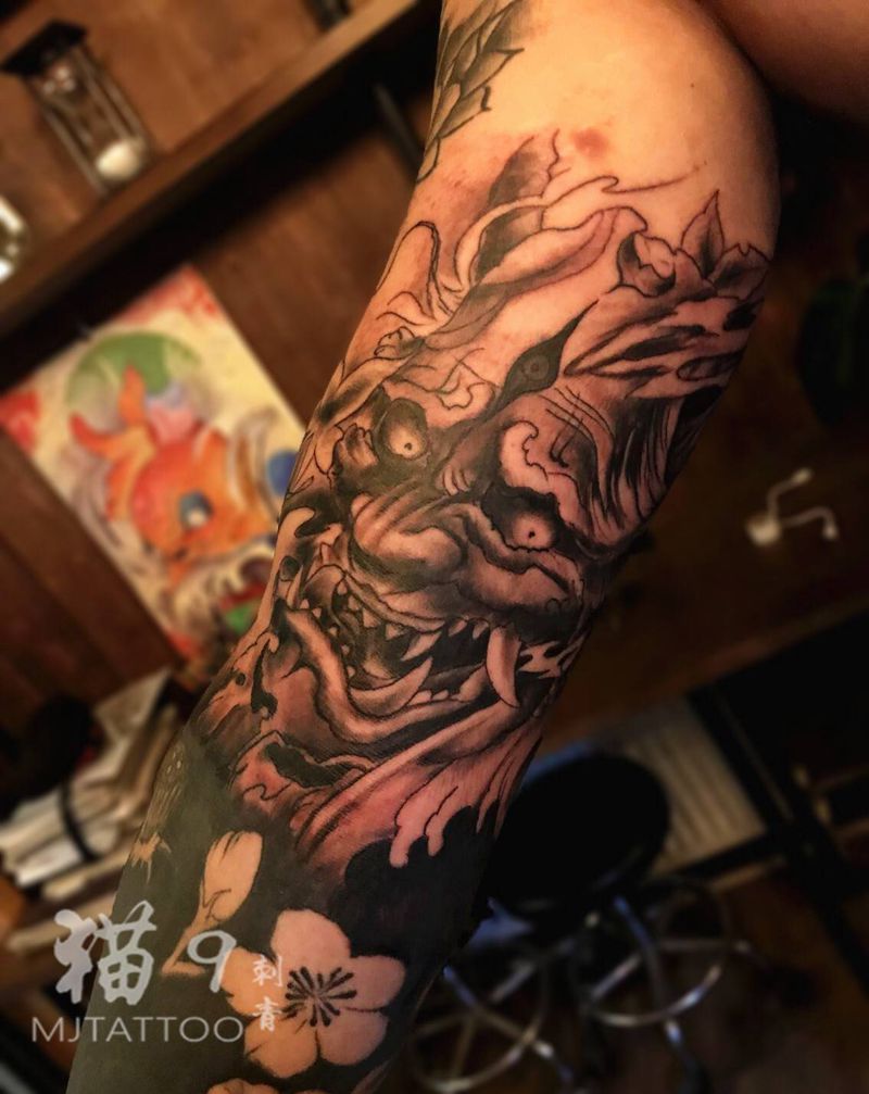 般若纹身图片_手臂肩部新传统般若纹身图案