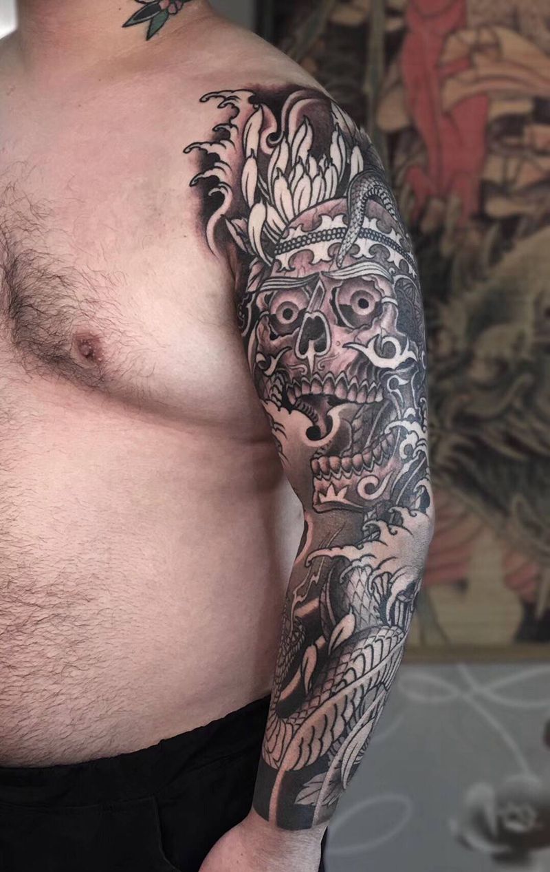 嘎巴拉纹身图片_新传统纹身图案