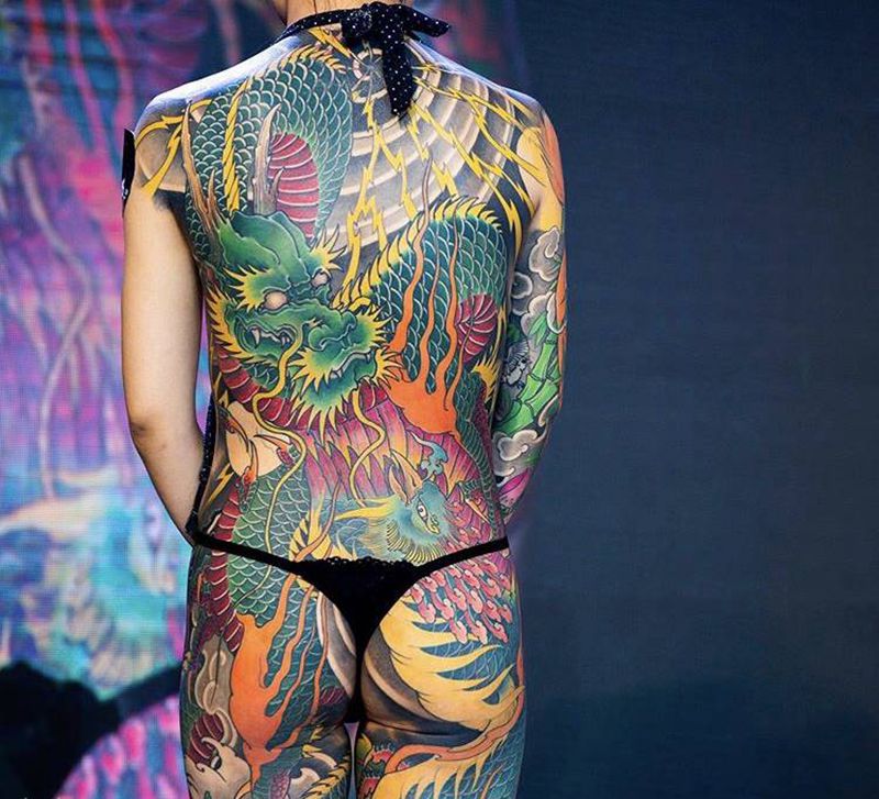 通体纹身图片_背部新传统纹身图案