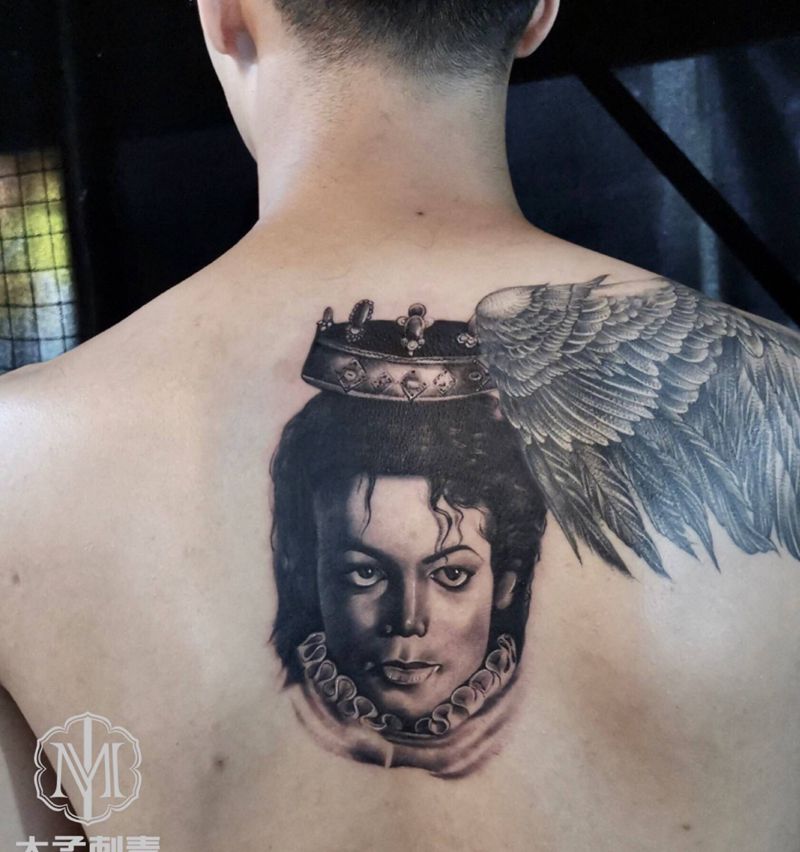 迈克尔·杰克逊纹身图片_背部欧美写实纹身图案
