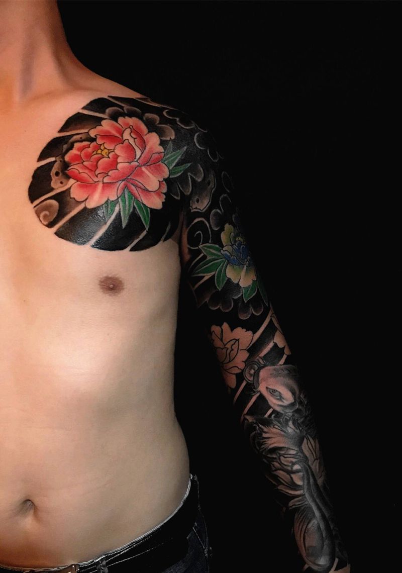 全甲纹身图片_老传统老传统花臂全甲纹身图案