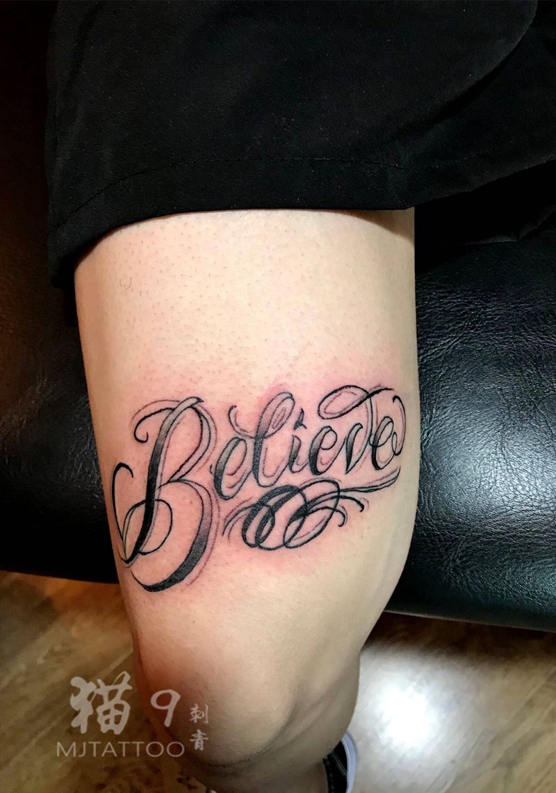 奇卡诺纹身图片_腿部脚部花体字花体英文奇卡诺纹身图案