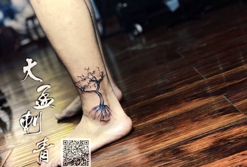 树纹身图片_腿部纹身图案
