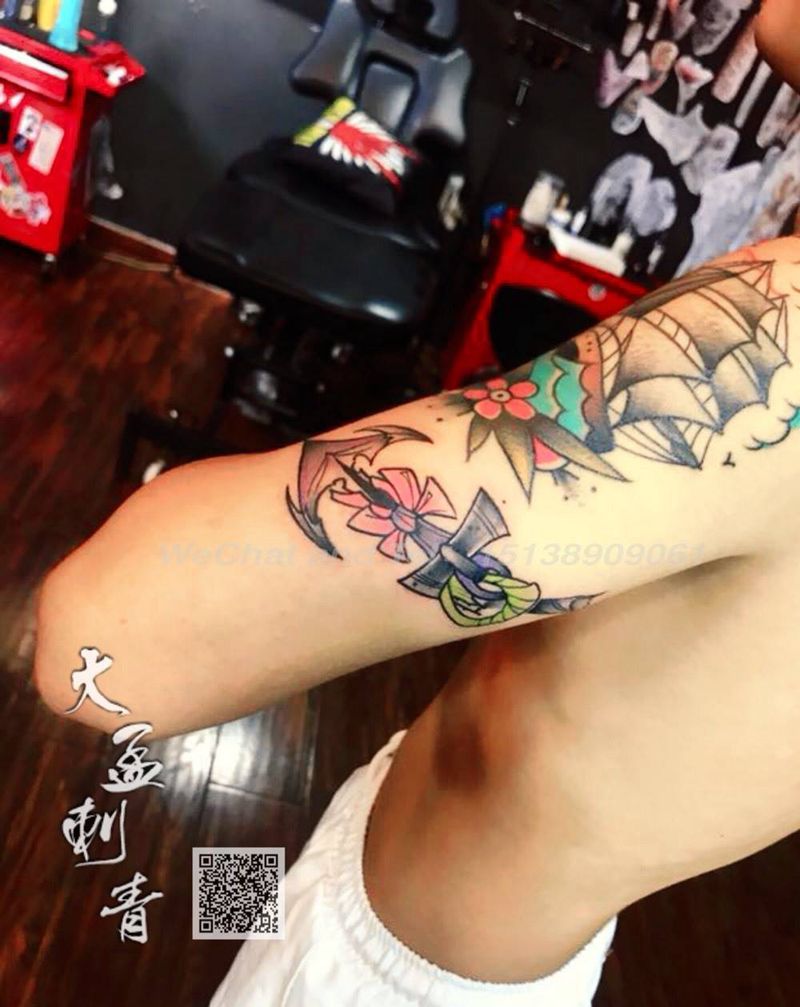 school纹身图片_成品手臂欧美原创纹身图案