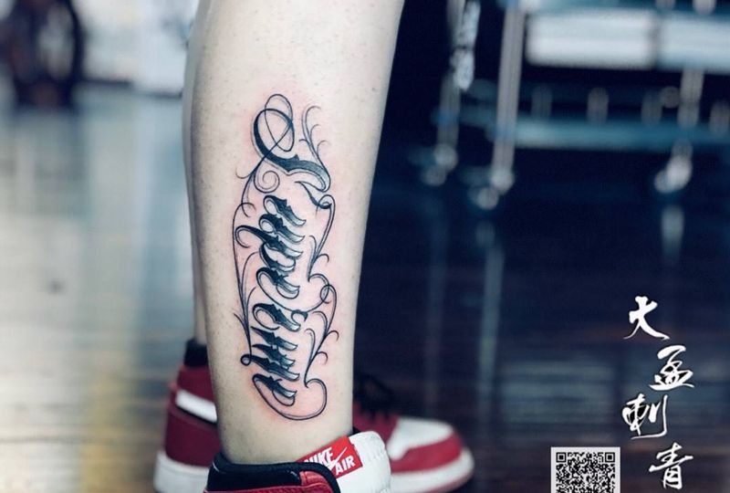 脚环花体英文纹身图片_成品原创清新纹身图案