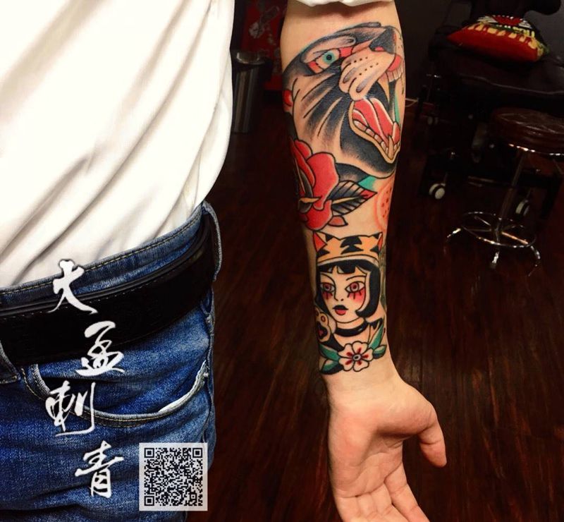 school纹身图片_手臂Old School纹身图案