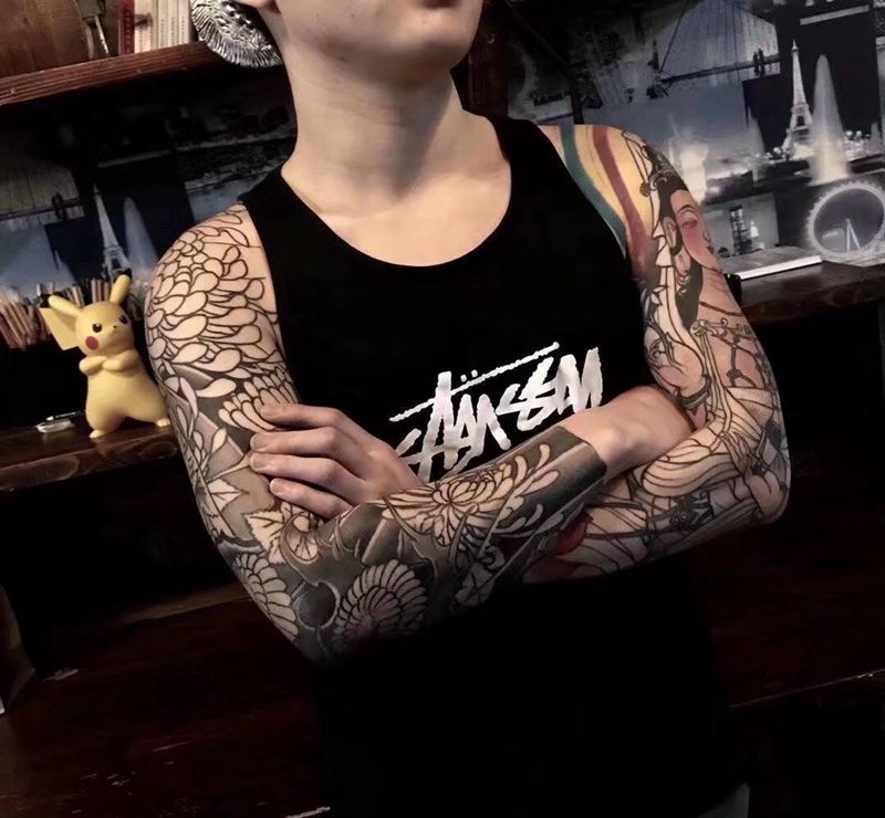 菊花臂（1）纹身图片_手臂传统清新原创植物纹身图案