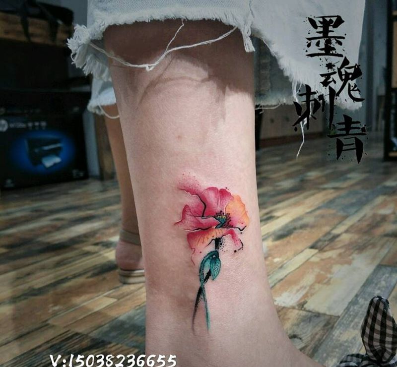 红罂粟纹身图片