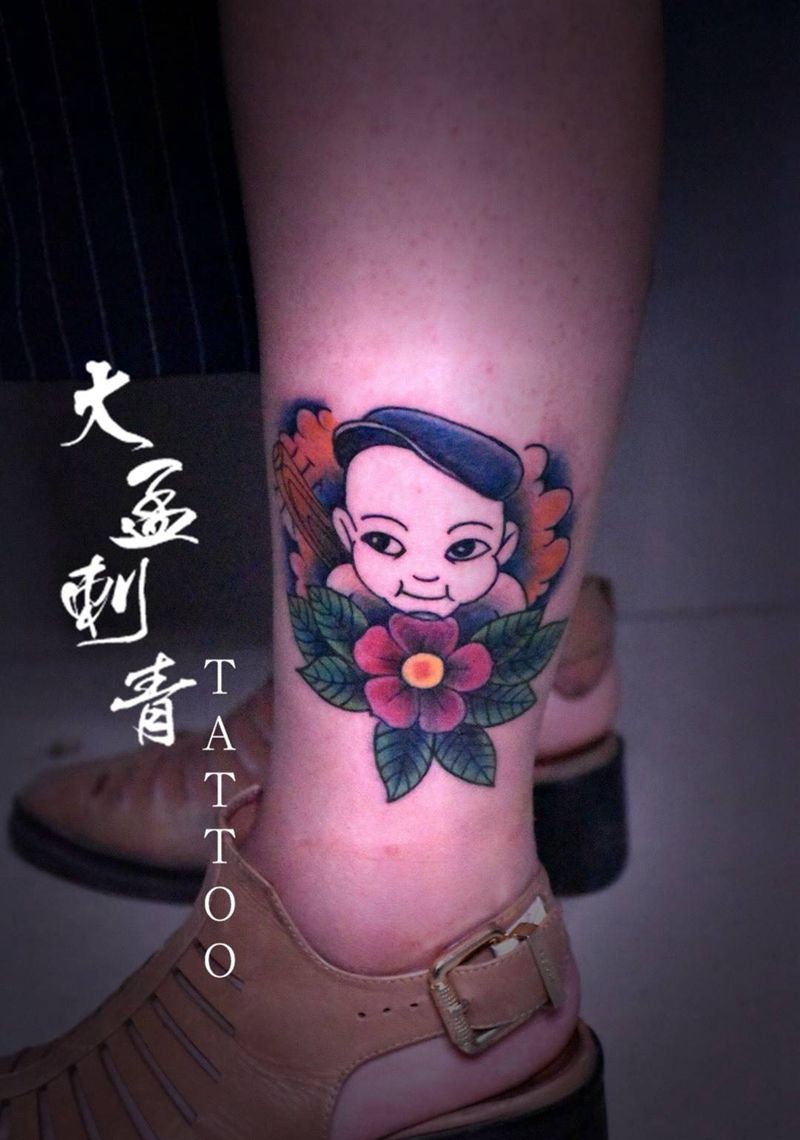 棒球小子遮盖猫咪纹身图片_成品原创纹身图案