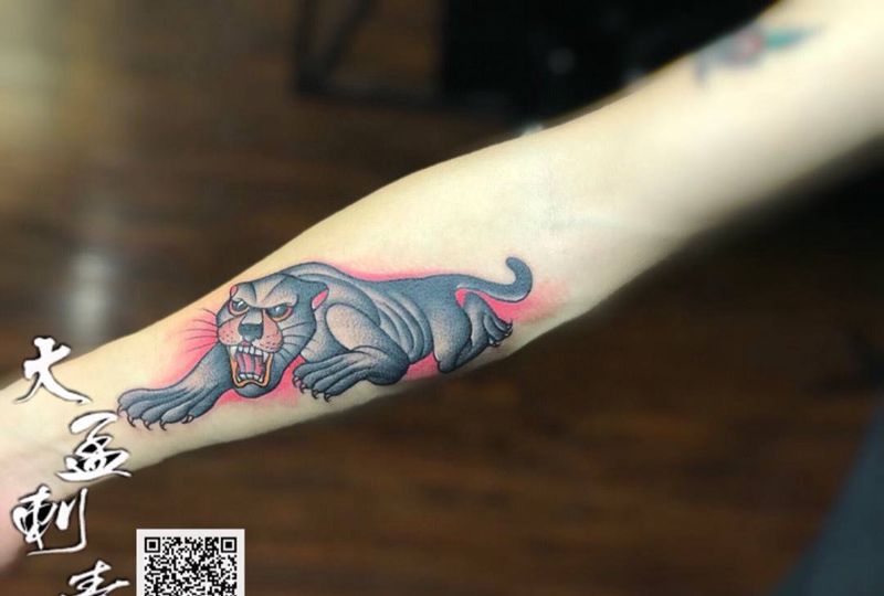 豹子纹身图片_手臂纹身图案