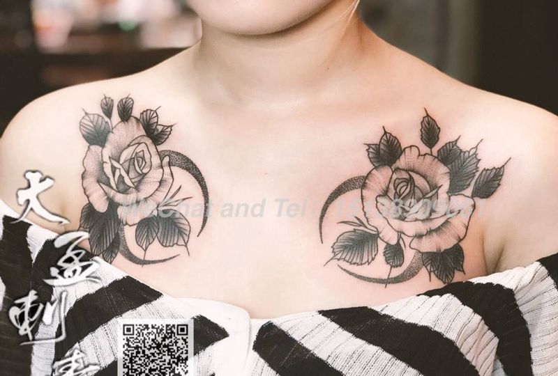 花胸纹身图片_成品清新原创胸部纹身图案
