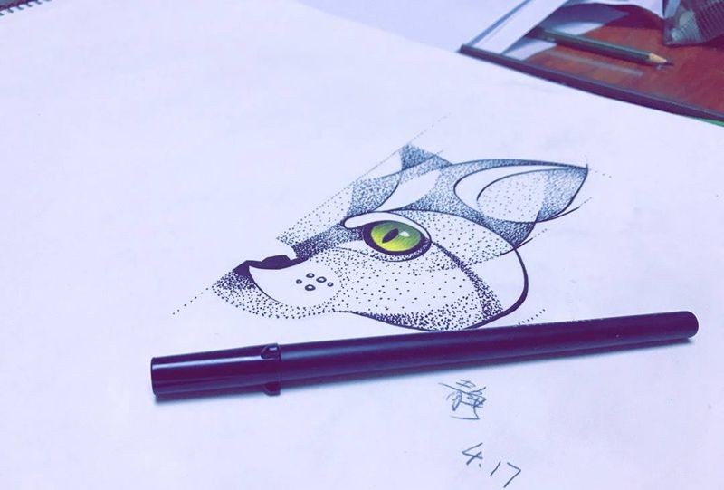 几何点刺纹身图片_成品原创手稿纹身图案