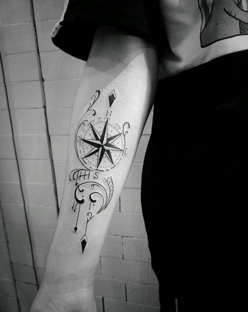 指南针纹身图片