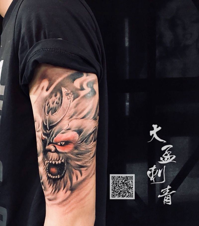 斗战圣佛纹身图片_手臂新传统纹身图案