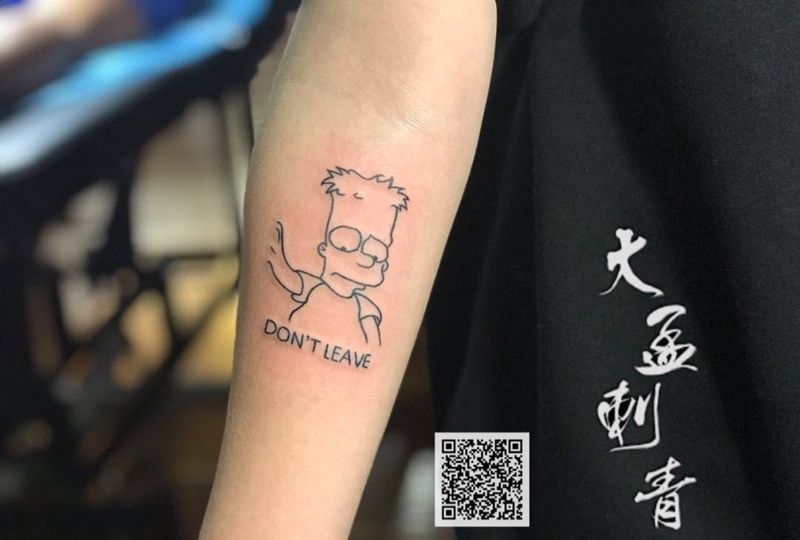 辛普森纹身图片_手臂小清新卡通纹身图案