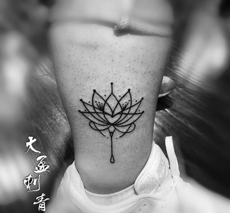 脚环小清新纹身图片_成品原创清新腿部纹身图案