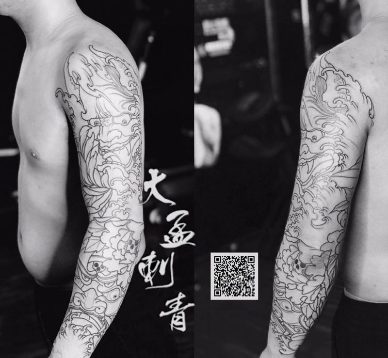 花臂纹身图片_手臂新传统纹身图案