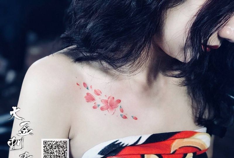 锁骨小清新纹身图片_成品原创清新纹身图案