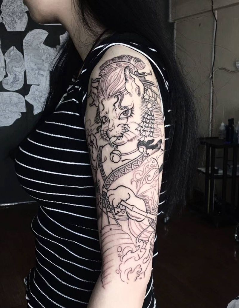 艺妓猫纹身图片